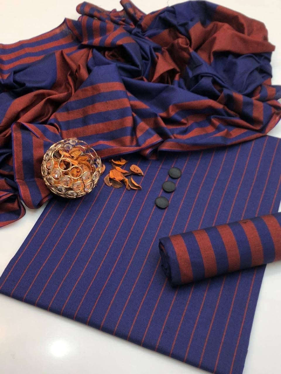 3pc Multani Susi Suit (Purple Orange)