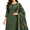 lawn 3 piece suit in green with yellow stripes