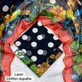 lawn 3 piece suit in black with large white polka dots