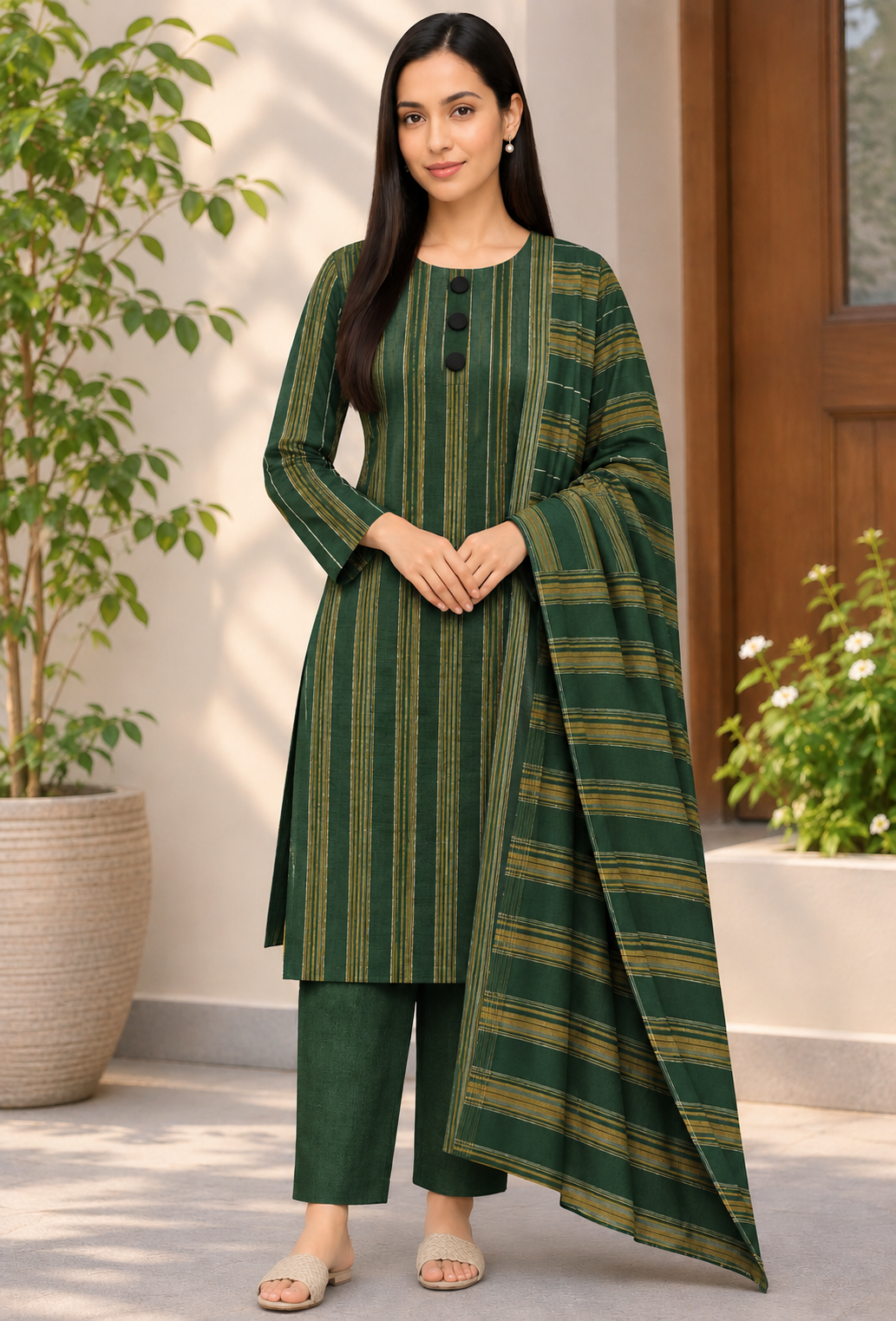 3pc Multani Susi Khaadi (Green)