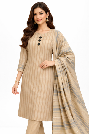 lawn 3 piece suit in cream