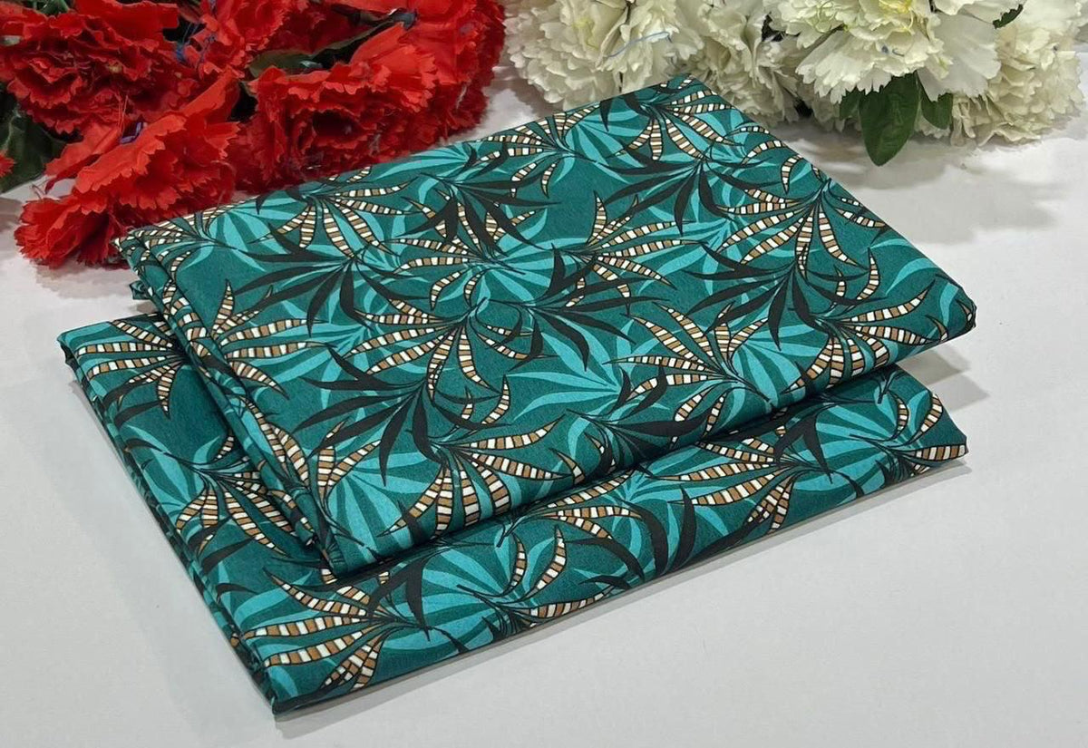 2 piece suit in Teal with gold leaf pattern