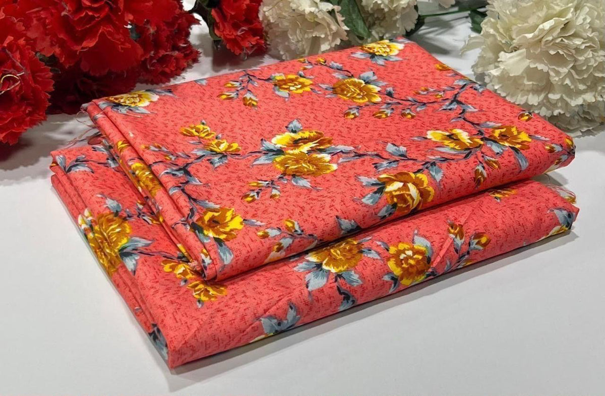 2 piece suit in peach with Floral patterns