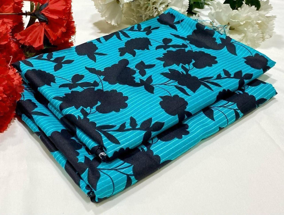 2 piece suit in Blue with black floral pattern
