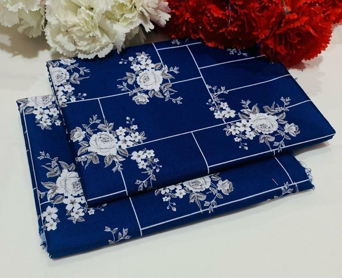 2 piece suit in Blue with white floral patterns