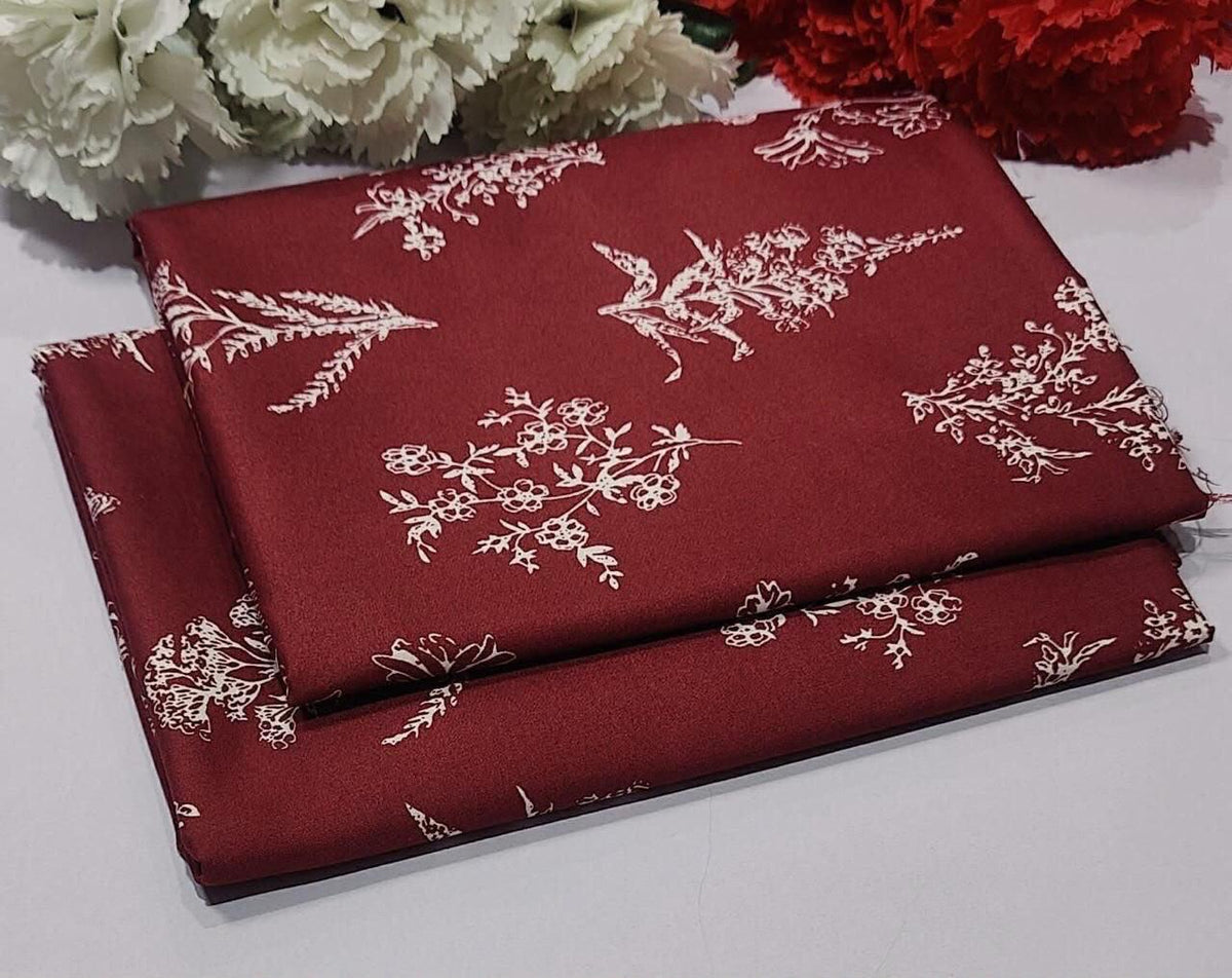 Ladies 2 piece suit in Red with white floral pattern 