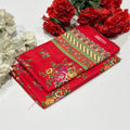 Ladies 2 piece summer cotton suit in Red  with floral patterns